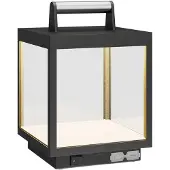 LUCANDE LED oplaadbare tafellamp Cube, aluminium, IP54, dimbaar, zwart, Aluminium, Modern