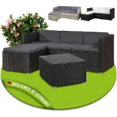 Juskys Loungeset - 3 Persoons - Polyrotan - 178 x 69 x 65 cm - Zwart / Antraciet