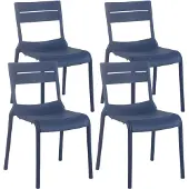 Oviala - Set van 4 Pacific Blue kunststof terrasstoelen - Paname