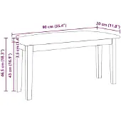 vidaXL Bank 90 cm massief hout rubber wit