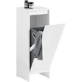 SoBuy Linnenkast - BZR154-W - Badkameronderkast - 1 uitneembaar wasmand - Wit