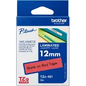 Brother TZe-431 Tape Zwart op rood (12 mm)