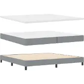 vidaXL Boxspring bed met hoofdeinde Lichtgrijs 200 x 200 cm Stof