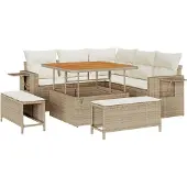 vidaXL Tuinbank Set 9 st 8-Aantal zitplaatsen Beige en Crème