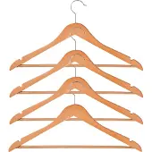 MSV Houten Kledinghangers Set van 4 – Stevige Hangers Hout voor Jassen, Overhemden en Mantels – Vormvaste Houten Hangers