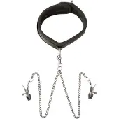 Sei mio - halsband met tepelklemmen - zwart