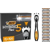 BIC Hybrid 5 Flex - Scheermesjes - Voor Mannen - 5 Titanium Scheerbladen - Heren Scheermes Houder met 10 Navullingen - 1 set