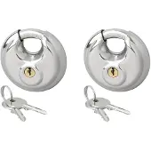 Proplus Set van 2 Discussloten 70 mm – Voor aanhanger, schuur en opslag – Gelijksluitend met 2 sleutels – Zilver