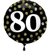 Folat - Folieballon Glossy Black 80 jaar - 45 cm