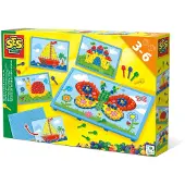 SES Creative Mozaïekbord met 4 Kaarten en 100 Pinnen - Vanaf 3 Jaar - Mozaïek Kinderen - Schoencadeautjes Sinterklaas
