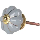 Clayre & Eef Deurknop | Ø 4*4 cm | Blauw | Keramiek | Bloem | | 64502