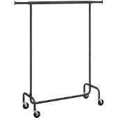 Songmics – Kledingrek op Wielen – Uitschuifbaar 110-150 cm – 130 kg – Mat Zwart - HSR011B01V2
