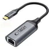 Tech-Protect Ultraboost Adapter, Type-C naar Ethernet RJ45, 1000 Mbps, zwart