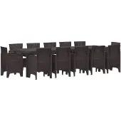 vidaXL Tuin Eettafel Set 13 st Bruin Rattan