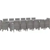 vidaXL Tuin Eettafel Set 15 st Lichtgrijs Polt riet
