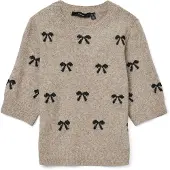 Vero Moda Trui 'VMDOFFY INTARSIA' greige / zwart