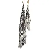 Lalay PomPom handdoek zwart-wit gestreept | Luxe bad- & stranddoek | 100x180 cm | Dikke kwaliteit | 100% Turks katoen