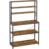 Vasagle Keukenplank met stopcontacten en roosterplaat, Vintagebruin + zwart / 40 x 100 x 167 cm