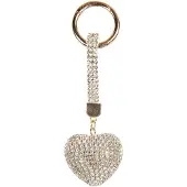 Clayre & Eef Sleutelhanger Hart 4x3x13 cm Zilverkleurig Kunststof