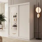 Meubella - Kledingkast Bodhi - Wit - 150 cm - Met spiegel