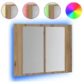 vidaXL Spiegelkast LED 60x12x45 cm bewerkt hout artisanaal eikenkleur