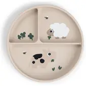 Done by Deer Stick&stay Compartment Tiny Farm Plate Beige