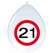 Folat 24x stuks Ballonnen 21 jaar verkeersbord versiering - Ballonnen