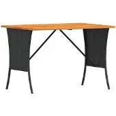 vidaXL Tuintafel met acaciahouten blad, 105x75x72 cm, polyrotan