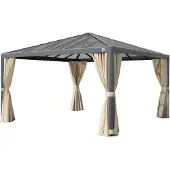 TOOLPORT Tuinpaviljoen 4x4m, Hardtop, 4 zijwanden, crème