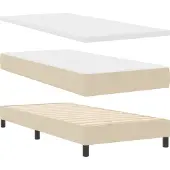 vidaXL Boxspring bed met hoofdeinde Crème 200 x 200 cm Stof