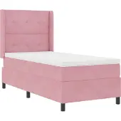 vidaXL Boxspringbed met LED-verlichting, roze, 90 x 200 cm, fluweel