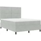vidaXL LED boxspringbed met matras, lichtgrijs, 160 x 200 cm, fluweel