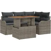 vidaXL Tuinbank Set met opslag 5 pcs Grijs Poly rattan