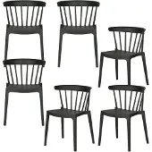 Woood Bliss Tuinstoelen - Kunststof - Zwart - Set van 6