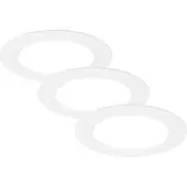 Briloner Inbouwlamp Jeft, Ø12cm, wit, set van 3, aan/uit, stijf Jeft, wit / opaal, Woon-/ Eetkamer, Kunststof, Modern