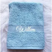 HEMA Handdoek badstof blauw gepersonaliseerd met naam geborduurd 50x100 kraam cadeau