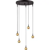Masterlight 5-lichts hanglamp Talana zwart met goud Ø 35cm DTW