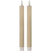 Clayre & Eef LED Dinerkaarsen set van 2 Ø 2x25 cm Beige Wax