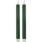 Clayre & Eef LED Dinerkaarsen set van 2 Ø 2x25 cm Groen Wax