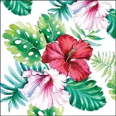 Ambiente Lunch Servetten Hibiscus Floral White - - 33x33 cm