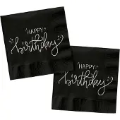Folat - Servetten - Crème noir happy birthday - 20 stuks