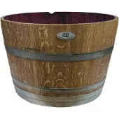 Barrelatelier Wijnvat Kuip 1/2 225l., geborsteld, geschuurd, donker geolied / Houten kuip / Plantenbak Mini- Vijvertje