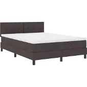 vidaXL Boxspringbed met hoofdeinde, donkerbruin, 140 x 200 cm, met stoffen bekleding