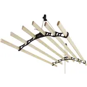 Monster Kledingrek plafond katrol - zwart - 2m - 6 dennenhouten latten