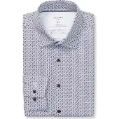 Olymp overhemd blauw geprint normale fit katoen