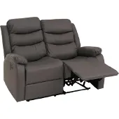 Mendler 2-zits bioscoopstoel -O62, relaxfauteuil televisiefauteuil met armleuning, ligfunctie kunstleer ~ grijs
