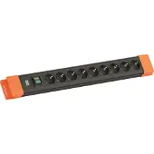 Bachmann CONNECTUS 9xCEE7/3, 1xschakelaar 2,0 m CEE7/7 zwart/oranje