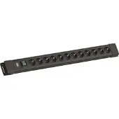 Bachmann CONNECTUS 12xCEE7/3, 1xschakelaar 2,0 m CEE7/7 zwart