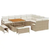 vidaXL Tuinbank Set 12 st 11-Aantal zitplaatsen Beige en Crème