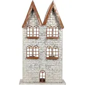 Clayre & Eef Waxinelichthouder Huis 30x13x54 cm Grijs Metaal